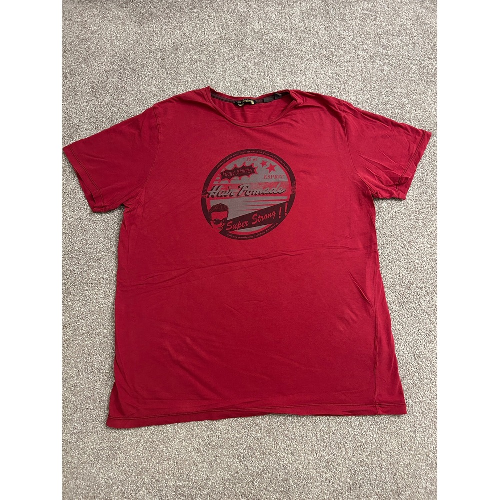 Esprit Hair Pomade Graphic T-Shirt Mens XL Red Excellent Retro Rockabilly Tee